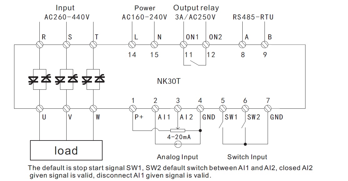 NK30T scr power regulator terminal